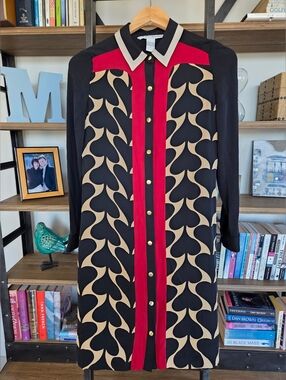 Diane von Furstenberg Stretch Silk Patterned Shift Dress, Size 4